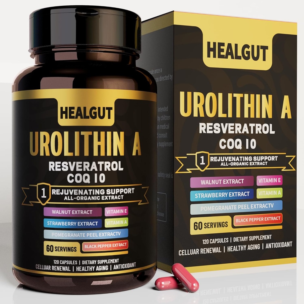 9-in-1 Urolithin Eine Ergänzung für Frauen Anti-Aging 1000mg: Antioxidante Kapseln mit Trans-Resveratrol und CoQ10 - USA Lab Verifizierte Unterstützung Gesunde Alterung und Cellular Renewal