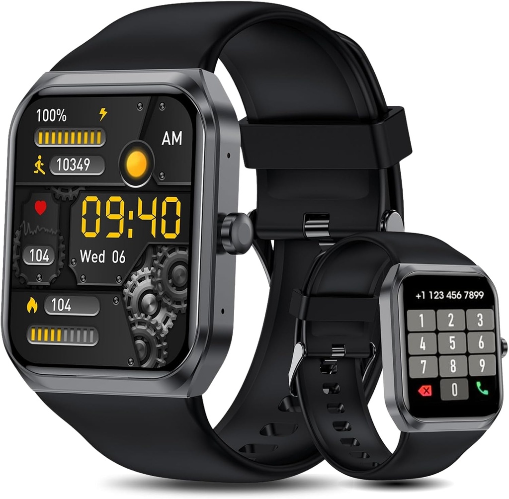 Smart Watches für Männer Frauen (Answer Make Call), 1.95" Fitness-Uhr mit Blut Sauerstoff Herzfrequenz Schlaf-Monitor, 100+ Sport IP68 wasserdichte Fitness-Uhr für Android iOS-Handys