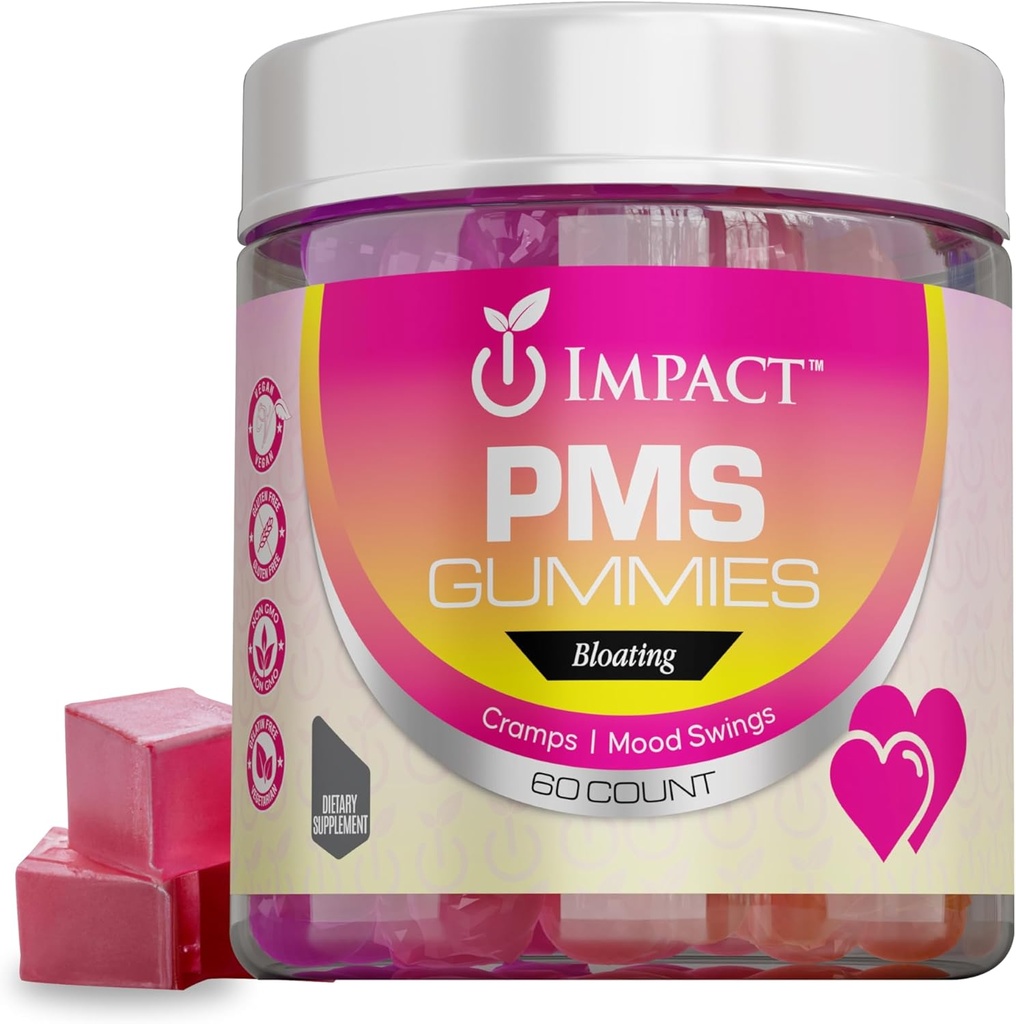 Impatto PMS Gummies – 60 Count Multivitamin Women, Menstrual Cramp Relief PMS – Support Supplementi PMS Relief & Natural Hormone Balance