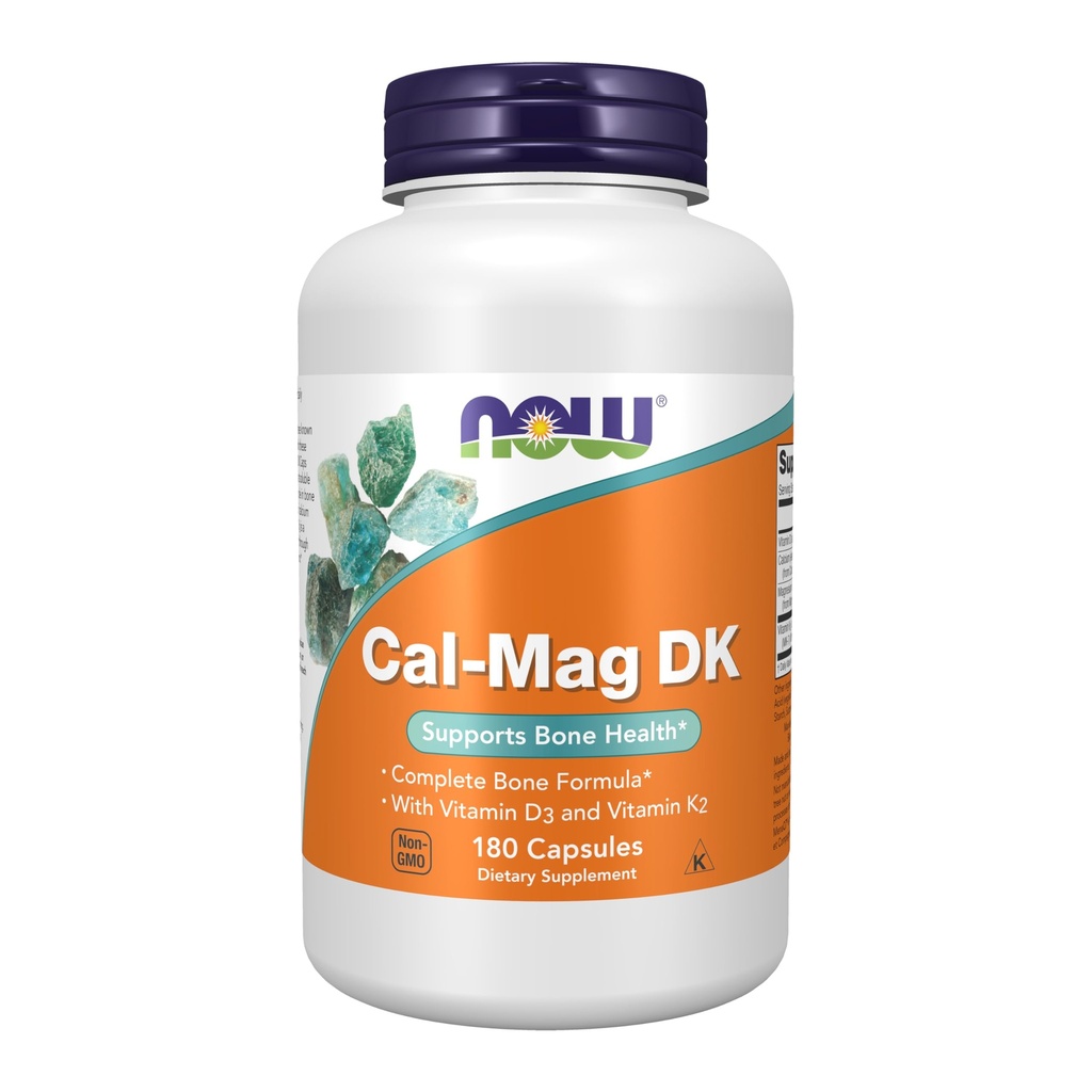 MAINTENANT Aliments suppléments, Cal-Mag DK avec vitamine D-3 et vitamine K-2, soutient la santé osseuse*, 180 capsules