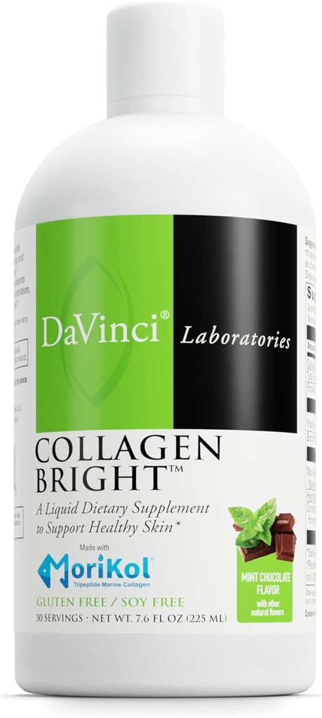 DAVINCI Laboratori - Collagen Bright - Un integratore alimentare liquido per sostenere la pelle sana - Gluten Free, Soy Free - Mint Chocolate - 30 Serve, 7.6 Fl Oz