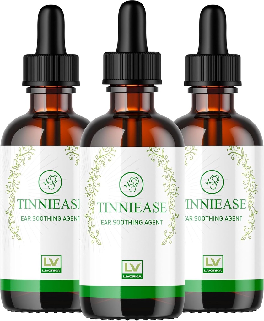 LIVORKA (3 pack) gouttes de Tinniease, gouttes de Tinniease pour le soutien auditif, gouttes de Tinni Ease, gouttes d'oreille Tinniease, 3 bouteilles pendant 90 jours