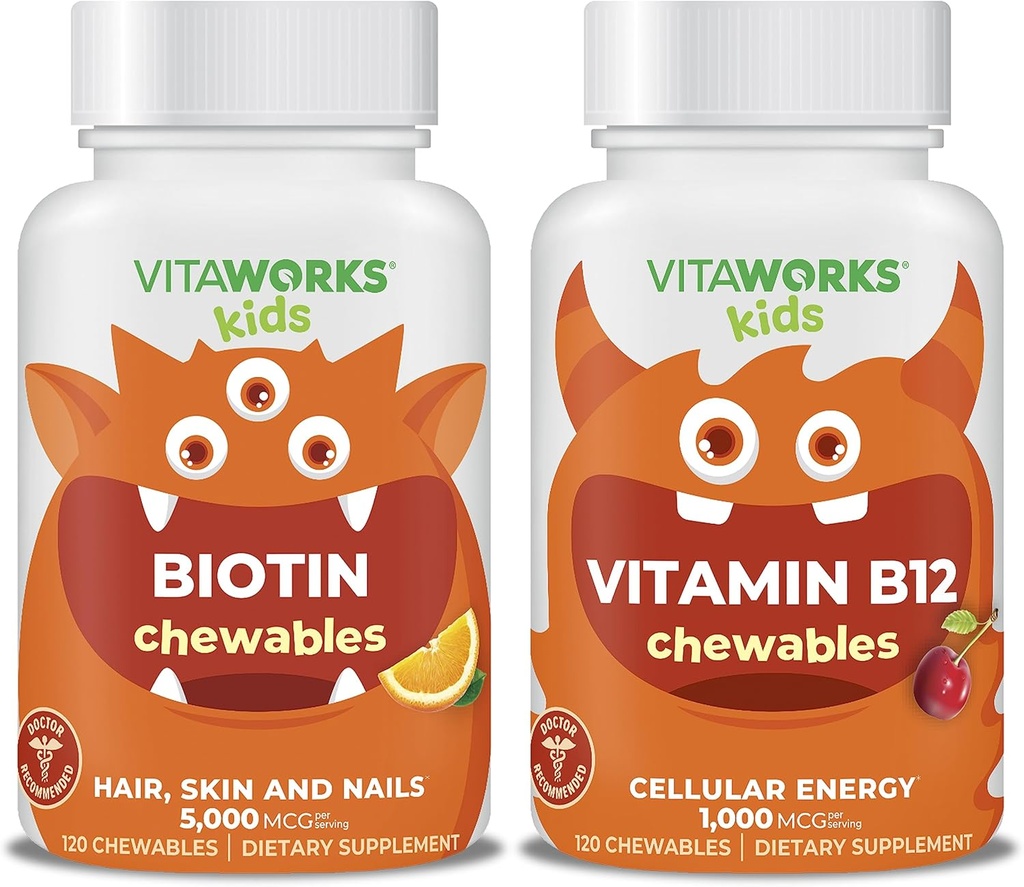 Bambini biotina 5000mcg Chewables + Vitamina B12 Chewables Bundle