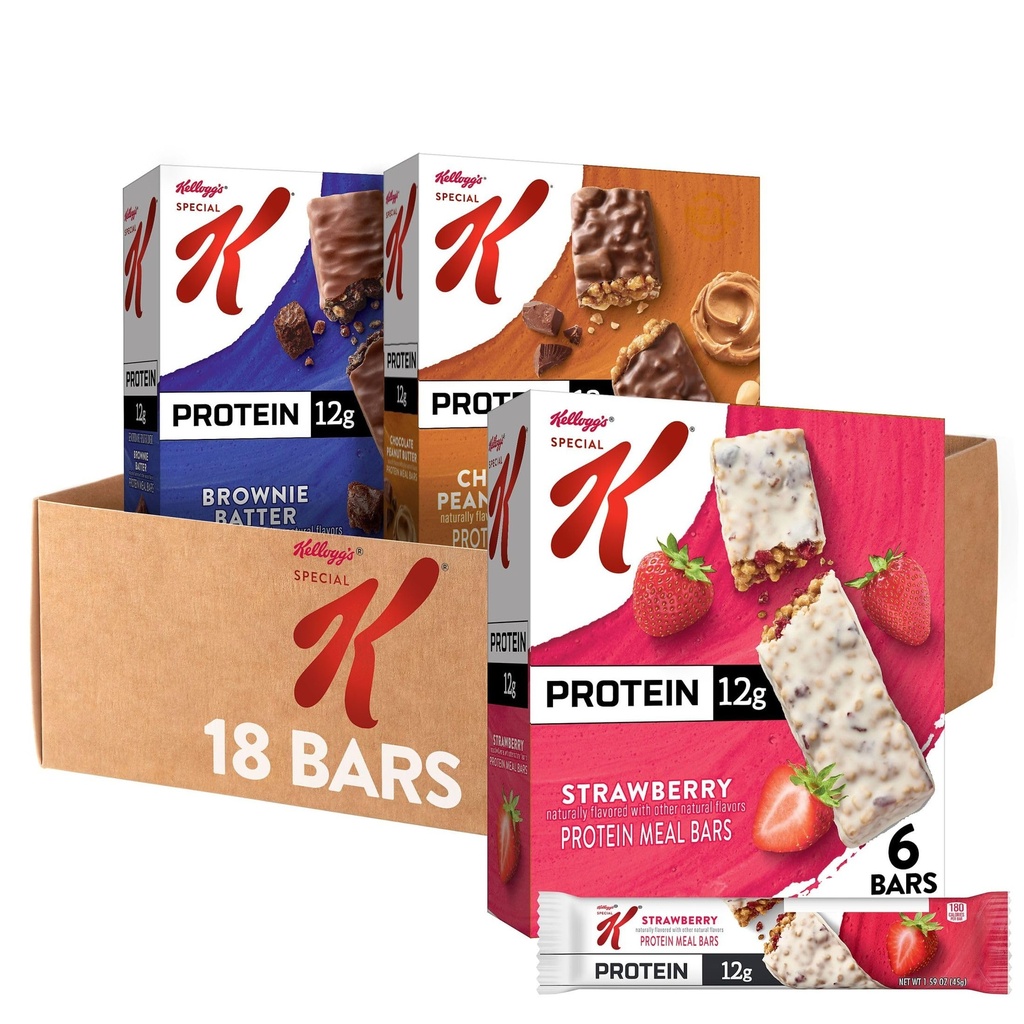 Spezielle K Bar Protein Meal Bars, Meal Replacement, Bulk Protein Snacks, Variety Pack (3 Boxen, 18 Count)
