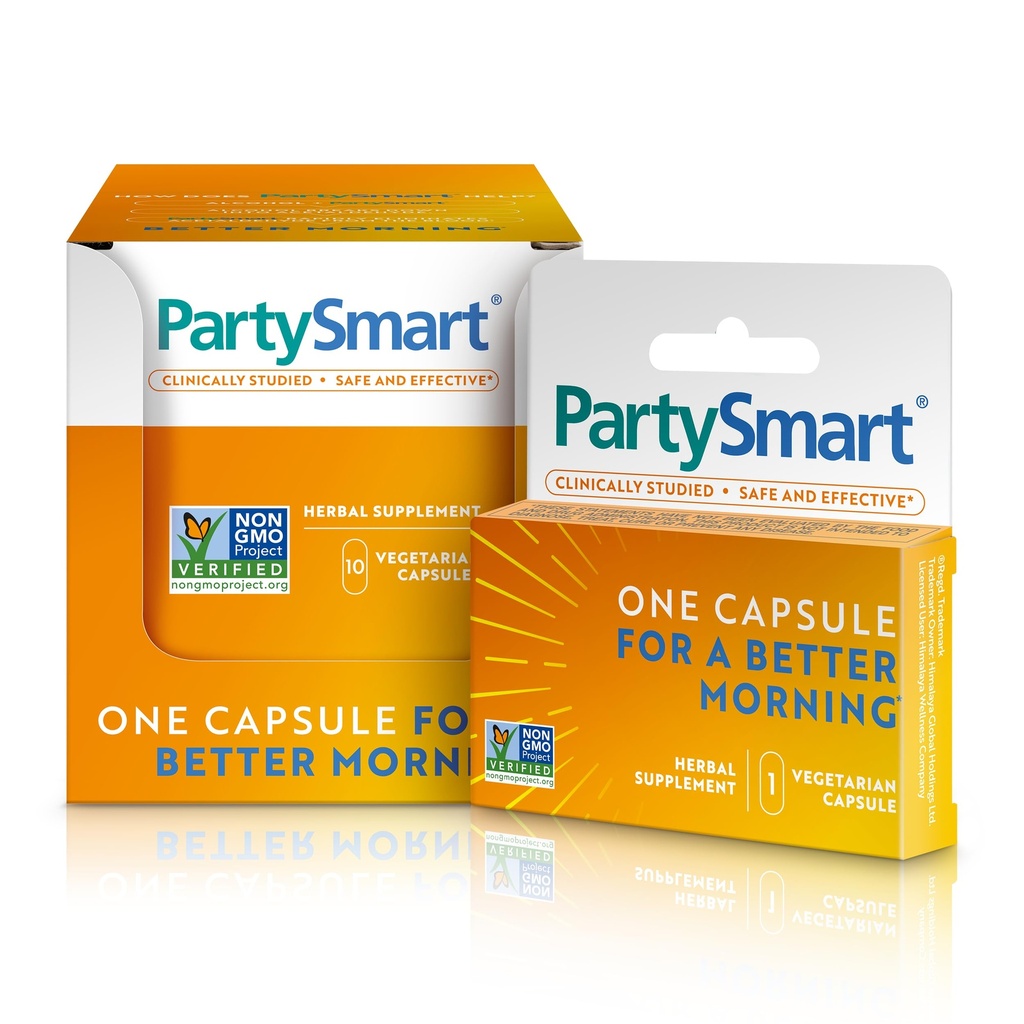 Himalaya PartySmart, 10 Einzelkapseln - Alkohol Breakdown Liver Unterstützung für einen besseren Morgen nach dem Trinken - Pflanzenbasiert, Vegan, Non-GMO, Glutenfrei, Klinisch untersucht