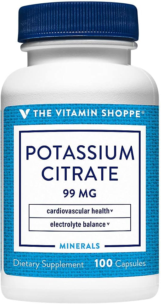 Vitamin Shoppe Kalium Citrat 99MG, unterstützt Herz-Kreislauf- und Zellgesundheit (100 Kapseln)