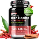Nettoyer le colon kétogénique avancé avec la berbère 1500mg – Détox parasite 15 jours pour les hommes et les femmes – Formule de force supplémentaire avec feuille de Senna pour le soulagement rapide de la constipation, la santé de Gut et la réduction du bloom