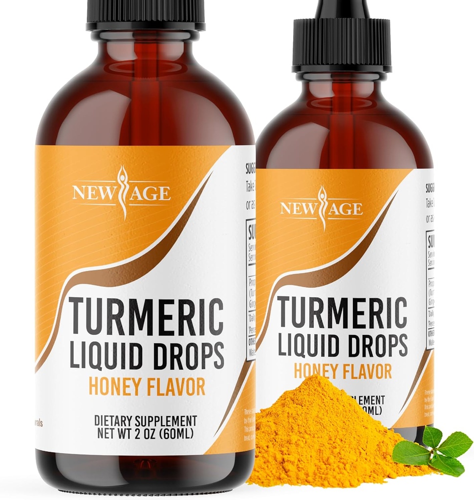 Curcumine curcumine gouttes liquides - Natural Joint & Healthy Support with 95% Standardized Curcuminoids for Best Absorption - Non-OGM, sans gluten 4 Fl Oz (paquet de 2)
