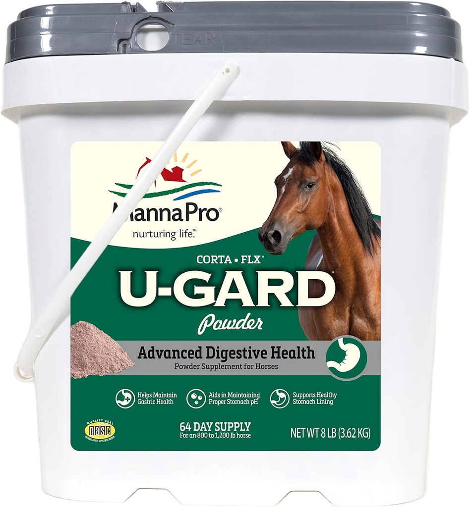 Polvere di Corta-Flx U-Gard, supplemento digestivo di Equine per mantenere la salute gastrica, aiuta a prevenire la formazione di Ulcer, supplemento per i cavalli, 8 LB