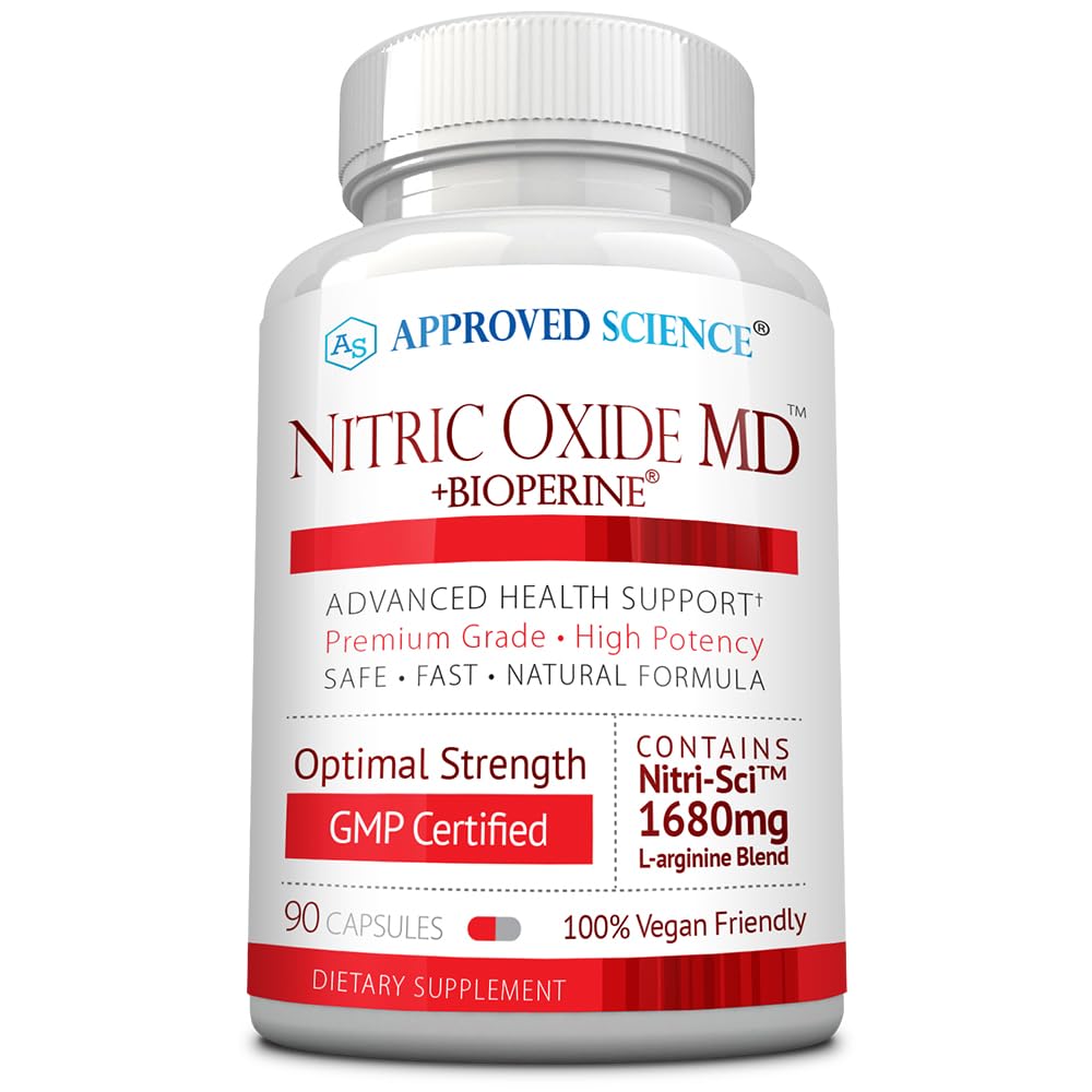 Genehmigte Wissenschaft Nitric Oxide MD - Muskelentwicklung, Lean Body Maß, Verbesserung der Sauerstoffversorgung, Boost Energy - 90 Kapseln - 1 Flasche