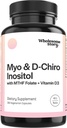 Myo-Inositol & D-Chiro Inositol Kapseln mit MTHF, Folat, Vitamin D | Unterstützung für Ovarian Funktion, Hormon Balance, & Homocystein Ebenen | Fertilität Ergänzungen für Frauen | 360 Count 40:1 Ratio