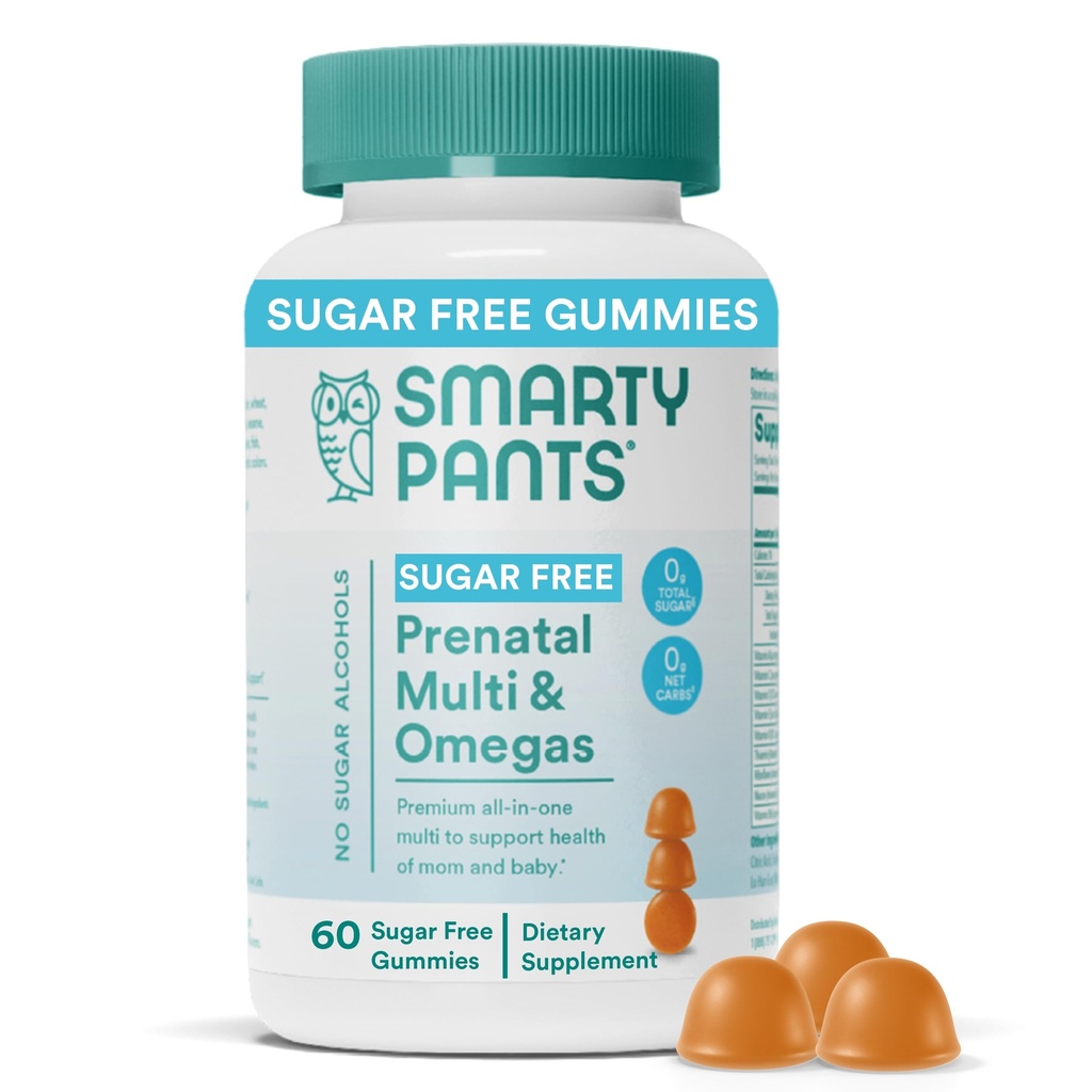 SmartyPants Vitamine prenatali per le donne, Zucchero Multivitamina Gummies: Methylfolate, Omega 3 (ALA) Vitamina D3, C, Vitamina B12, B6, A, K & Zinc, Inositol, Erythritol Free, 60 Conte (20 giorni di alimentazione)