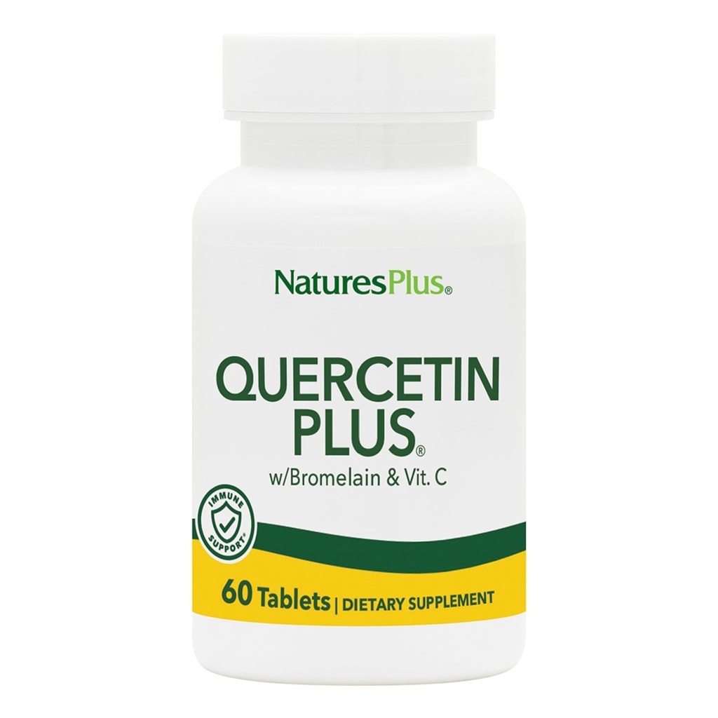 NaturesPlus Quercetin Plus avec vitamine C et bromelain - 650 mg, 60 comprimés végétariens - Sans gluten - 30 portions