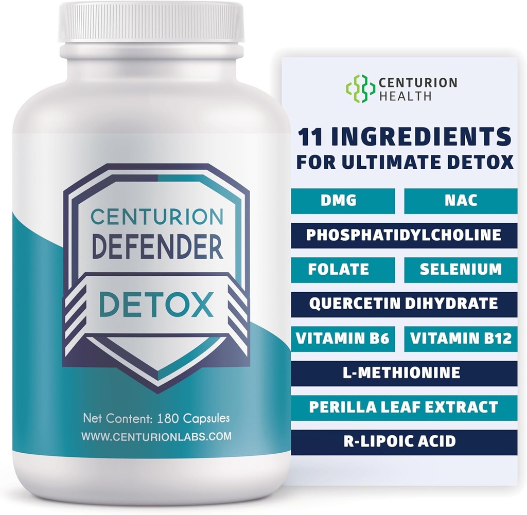 Centurion Defender Detox, Liver Cleanse Detox & Repair Supplement mit Phosphatidylcholin, Vitamin B6, Folate, L-Methionin und R-Liponsäure, 180 Caps
