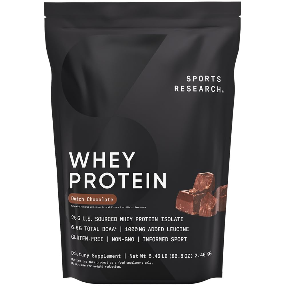 Proteine del siero di ricerca sportiva - Polvere di proteine dell'isolato del siero di nutrizione sportiva per la costruzione del muscolo magra e il recupero dell'allenamento - Polvere di proteina di 25g della borsa di 5 lb per porzione - Cioccolato olandese, 60 Serve