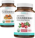 Concentrato di curcuma e mirtillo (alimentazione di 4 mesi) Bundle di curcumina di mirtilli di curcumina organica con pepe nero & zenzero (120 caps) & Concentrato di mirtillo organico 50:1 estratto (120 caps)