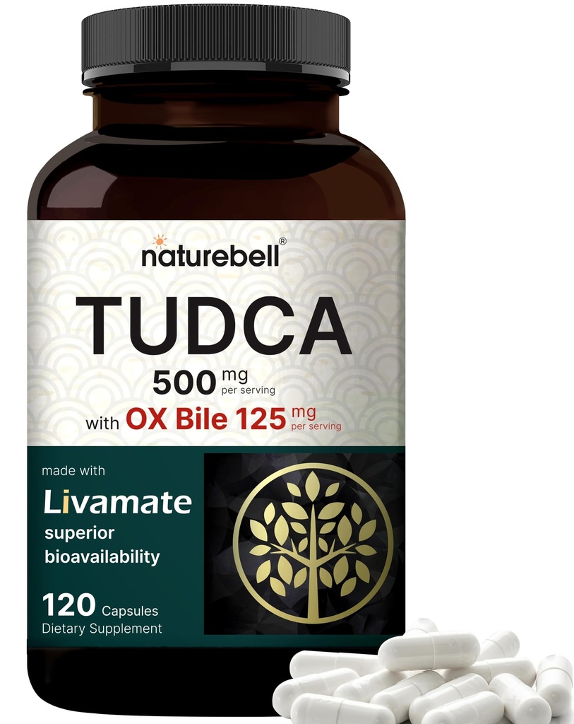 TUDCA 500mg mit OX Bile 125mg pro Portion, 120 Kapseln - Unterstützung für Gallensalze, hochabsorbierende Livamatformel | Leberreinigung Detox & Repair Supplement | Natürlicher bitterer Geschmack - Dritter getestet