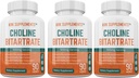 3 bottiglie Choline Bitartrate 900mg Per servire 270 capsule totali KRK Integratori