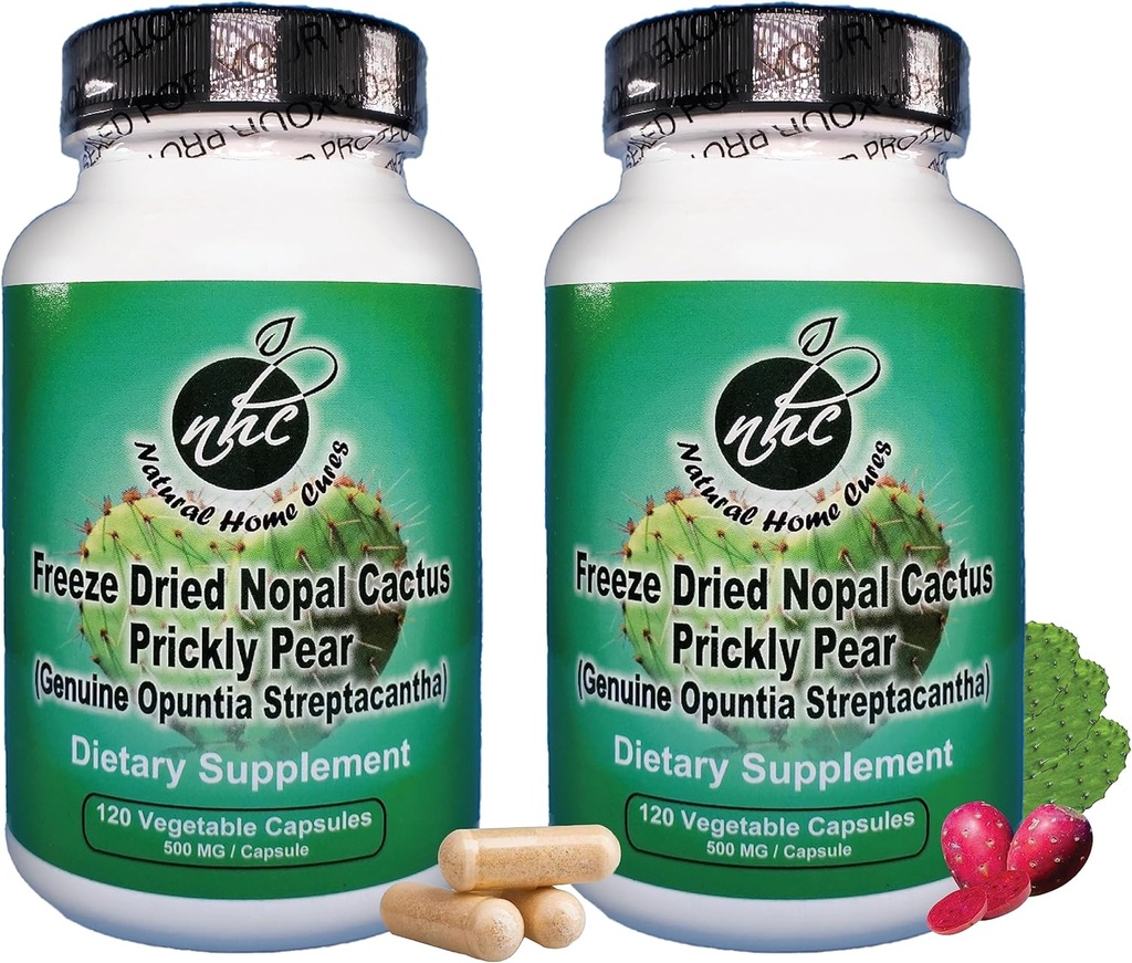 Nopal Cactus Capsule - Freeze Dried Prickly Pear Extract - Fiber Supplement per il supporto Metabolic Health - Ricco di Betalains & Nitrates - Non-GMO - 120 Veggie Caps (2 Bottiglie)