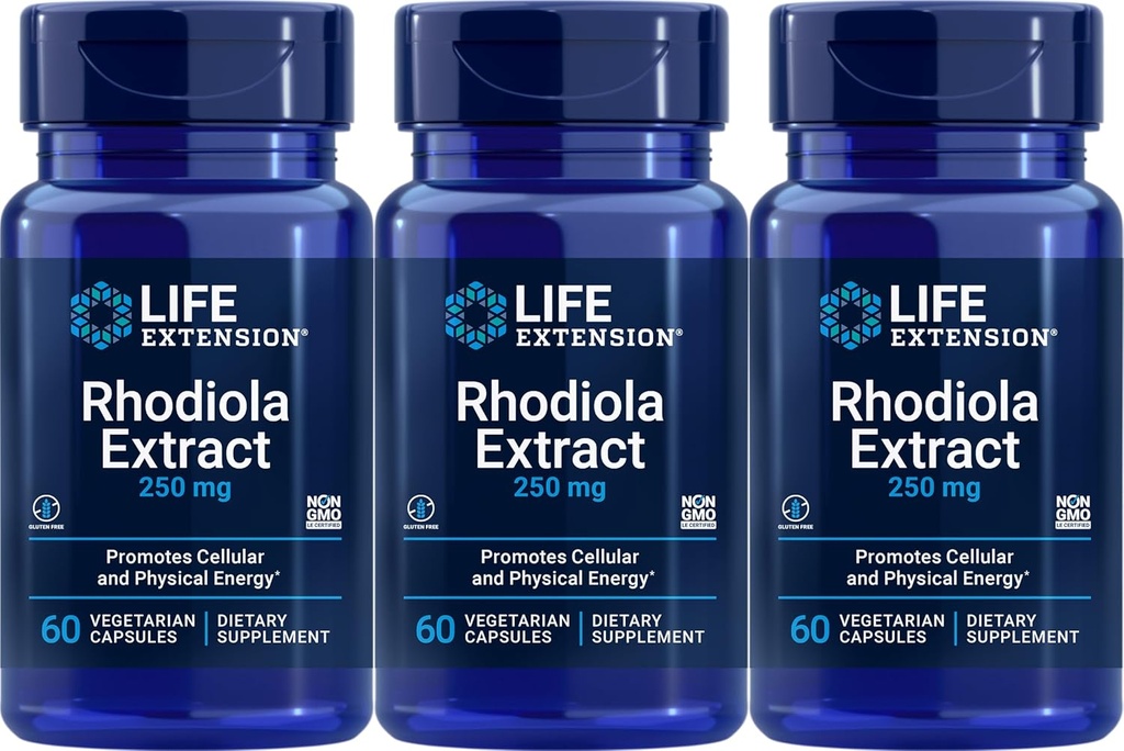 Estratto di Rhodiola di estensione di vita, 60 capsule vegetariane (pacchetto di 3)