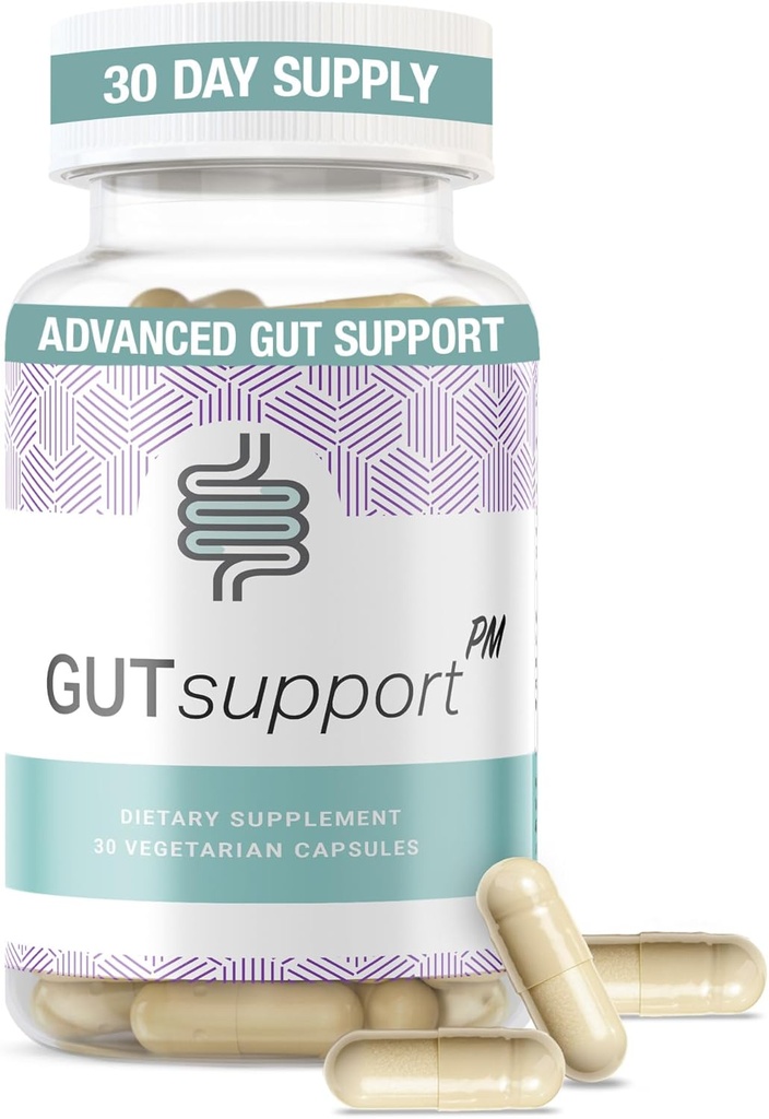 IBDassistTM Gut Support PM - Nighttime Gut Health & Digestion Supplement - Bloating Relief & Restful Sleep* - Enthält beruhigende Kräuter wie Melatonin, Kamille, Lemon Balm, Ginger & More - 30 Kapseln