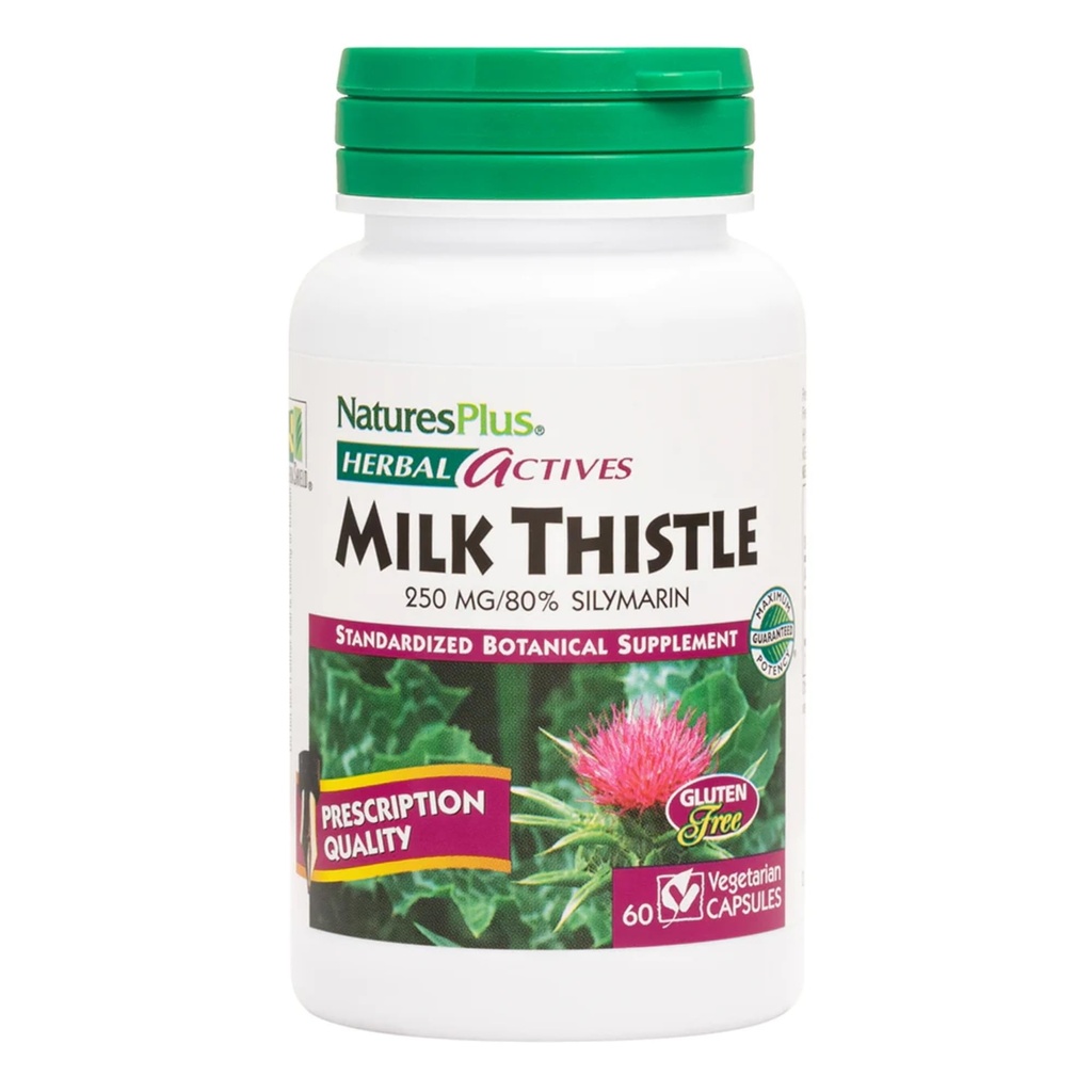NaturesPlus Kräuter-Aktive Milchdistel - 60 Kapseln - Non-GMO, Vegan, Glutenfrei - 60 Portionen
