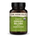 Dr. Mercola Organic Ginkgo Biloba mit NeuroFactor - unterstützt Gehirngesundheit - Standardisierter Ginkgo Blattextrakt - Polyphenol-Rich Kaffeefrucht - 30 Kapseln