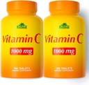 ALFA VITAMINS Vitamin C Supplement 1000mg, Leistungsstarkes Antioxidans für Immununterstützung & Gesunde Haut, fördert Kollagenbildung, Nahrungsergänzung für tägliche Wellness, 100 Tabletten, 2 Flaschenpackung