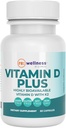 Bien-être réignite par JJ Virginde vitamine D Plus de 5 000 UI, vitamine D hautement absorbante + vitamine K1 et K2de supplément GG pour la santé immunitaire