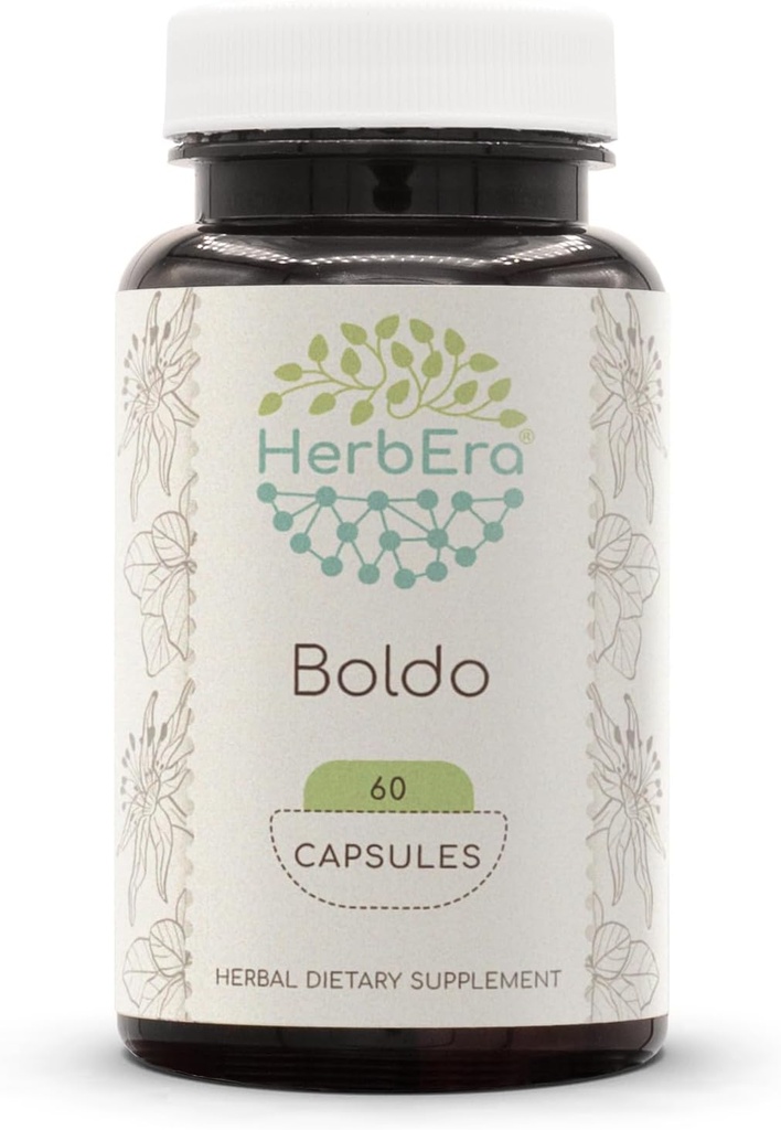 HerbEra Boldo 60 capsule, 500 mg, Boldo (Peumus boldus) Dried Leaf (60 capsule)