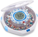 LiveFine WiFi Automatische Pillenspender und Remote Medication Monitoring System mit Locking Key, 28-Day Medication Organizer Bis zu 9 Dosierungen pro, einstellbare Licht/Sound Alarme für Rezepte & Vitami