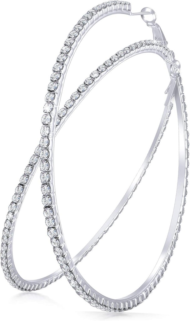 Große Strass Hoop Ohrringe Glänzende Kristall Strass Winkel große Hoop Ohrringe für Frauen Hochzeit Party Favor, 80 mm