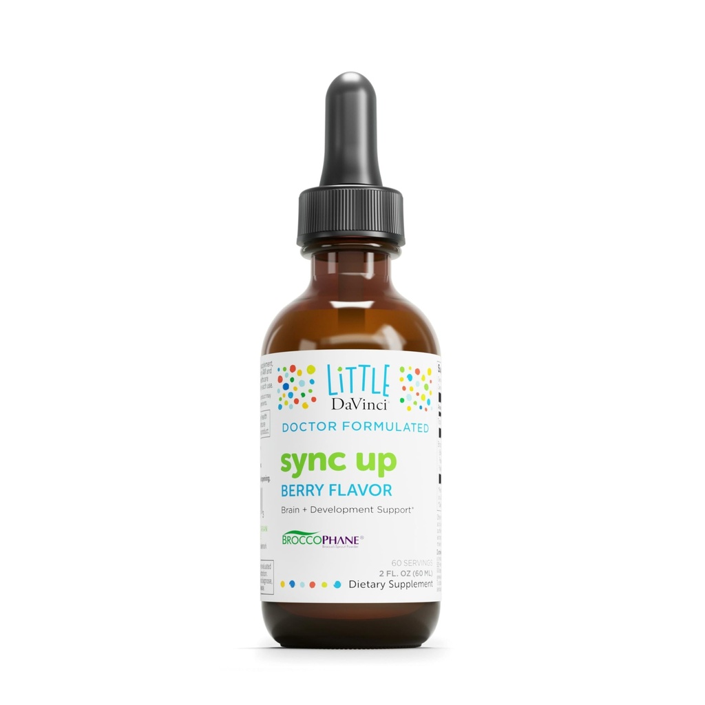 Little DaVinci Sync Up - Aiuta a sostenere la salute del cervello, Immune System & Nervous Funzione di sistema con Sulphoraphane - Berry Flavor - 2 Fl Oz (60 Servings)