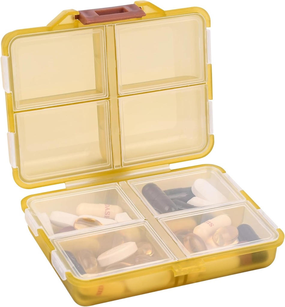 Travel Pill Organizer Small 8 Grid Compartments Pill Holder Box - Portable Medicine Container Case - Tägliche wöchentliche Medikamente Organizer