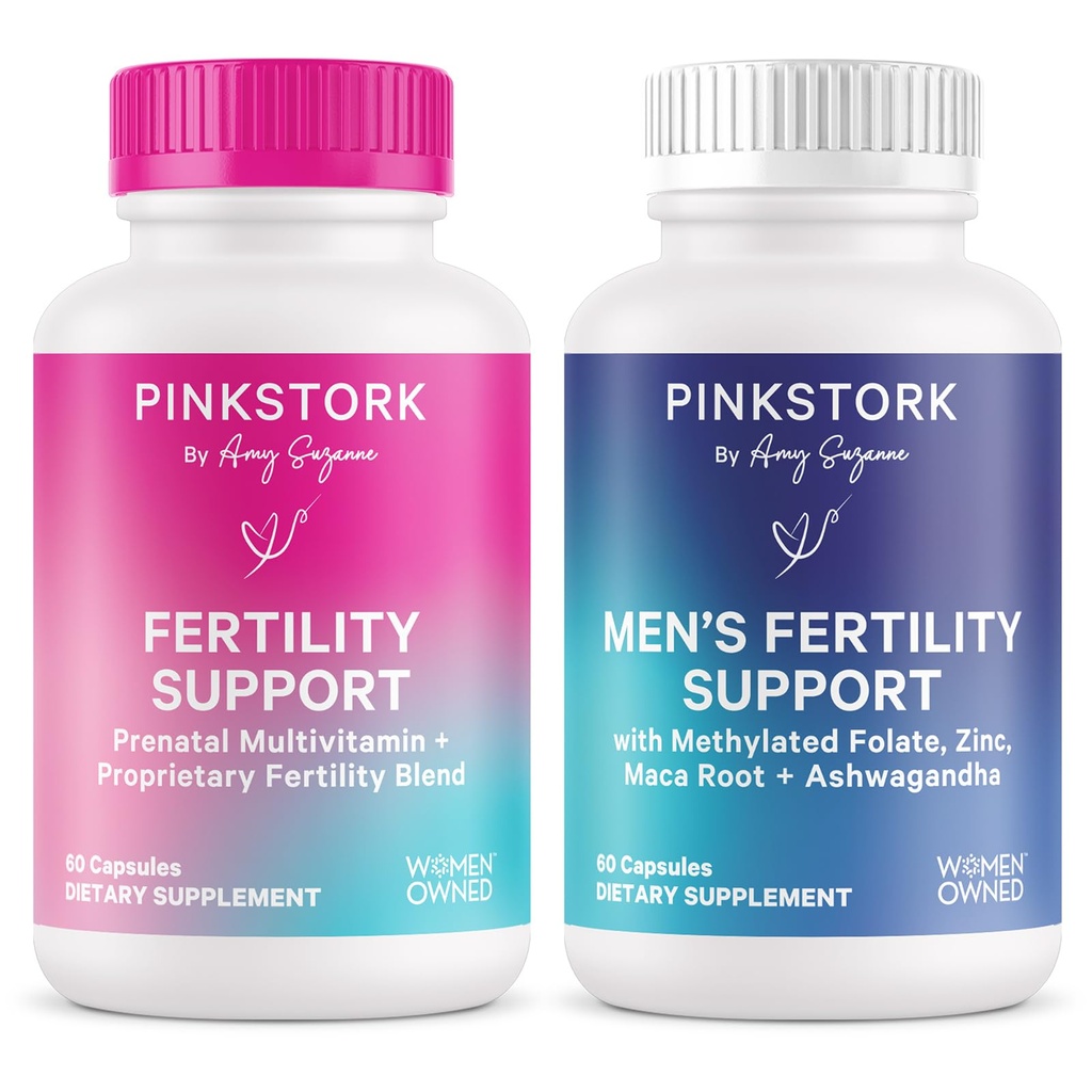 Pink Stork His and Hers Fertility Bundle: Fruchtbarkeit Ergänzungen für Frauen, Fruchtbarkeit Ergänzungen für Männer, Fruchtbarkeit Prenatal Vitamin, Vitex, Inositol, Folate, Vitamin B6, 60 Kapseln