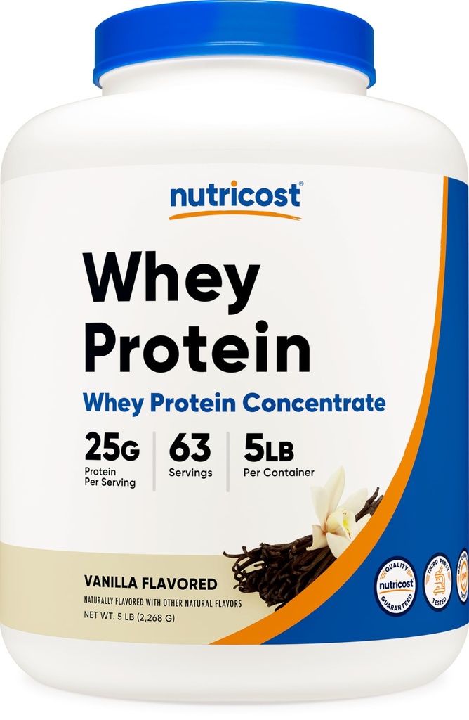 Nutricost Whey Protein Powder, Vanilla, 5 pounds - Whey Protein Concentrate
