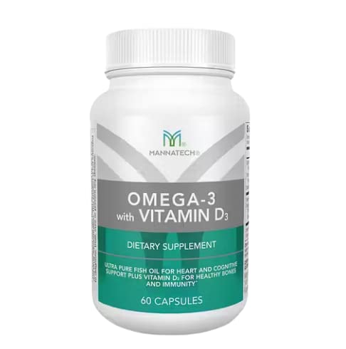 Mannatech Omega-3 mit Vitamin D3 für Knochen, Herzgesundheit und kognitive Unterstützung, hergestellt aus reinem Fischöl