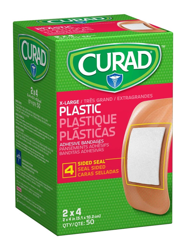 CURAD Plastica Adesiva Bandages 2" x 4", Non realizzato in Lattice di gomma naturale, Confezione da 600