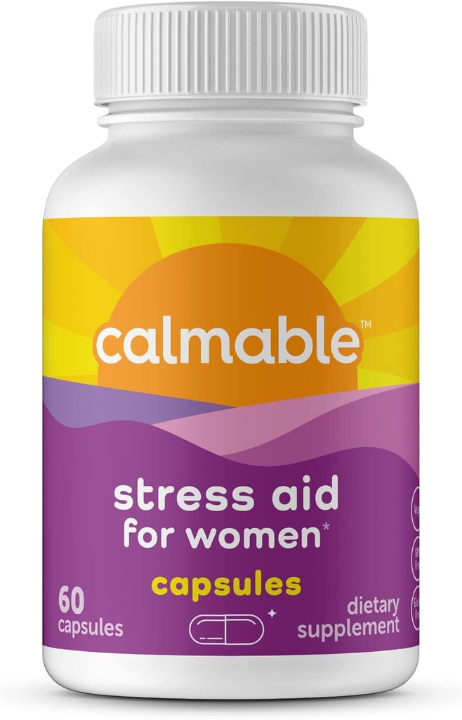 Stress Relief Aid for Women - Vegan - GABA, 5-HTP, Ashwagandha - Integratore alimentare della vitamina - 60 capsule