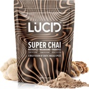 Lucid Superfood Organic Mushroom Chai mit Nootropics - Lion's Mane, Tremella, Cordyceps & Turkey Tail - Instant Mushroom Chai Focus Brain Health - Alpha GPC, L-Theanine, Ginko Biloba - USA Made