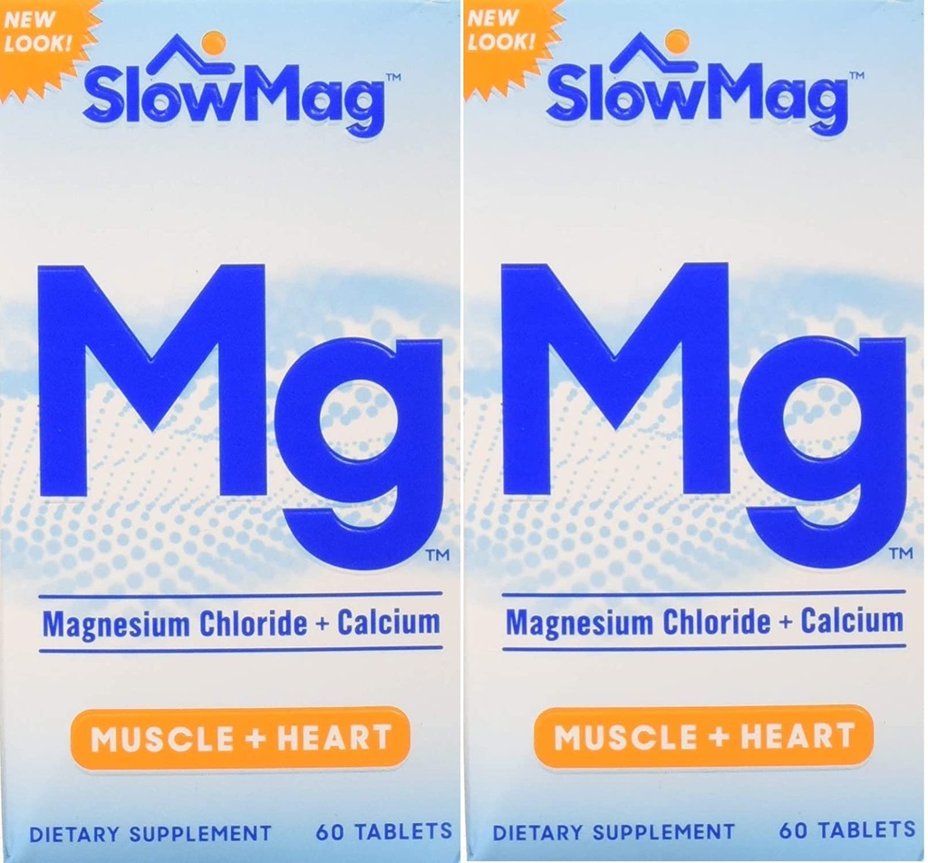 Chlorure de magnésium slow-Mag avec du calcium, emballage May Vary, compte 60 (paquet de 2)
