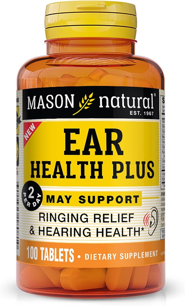 MASON NATURAL Ohr Gesundheit Plus mit B Vitamine, 50 Tage Versorgung, unterstützt normale Ohr Gesundheit und Ringen