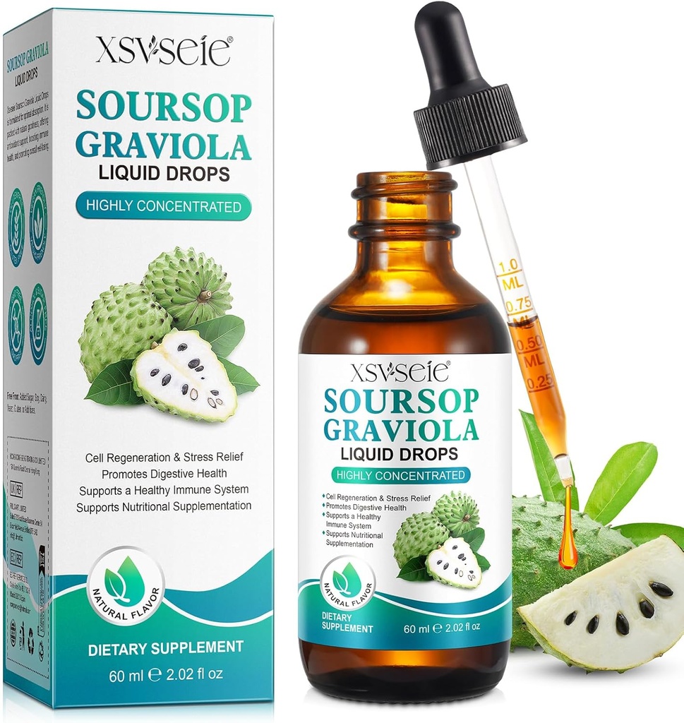 Soursop Bitters Liquid, Soursop Graviola Liquid Drops Natural Multivitamin Soursop Leaf Extract Drops Soursop olio per gli uomini e le donne