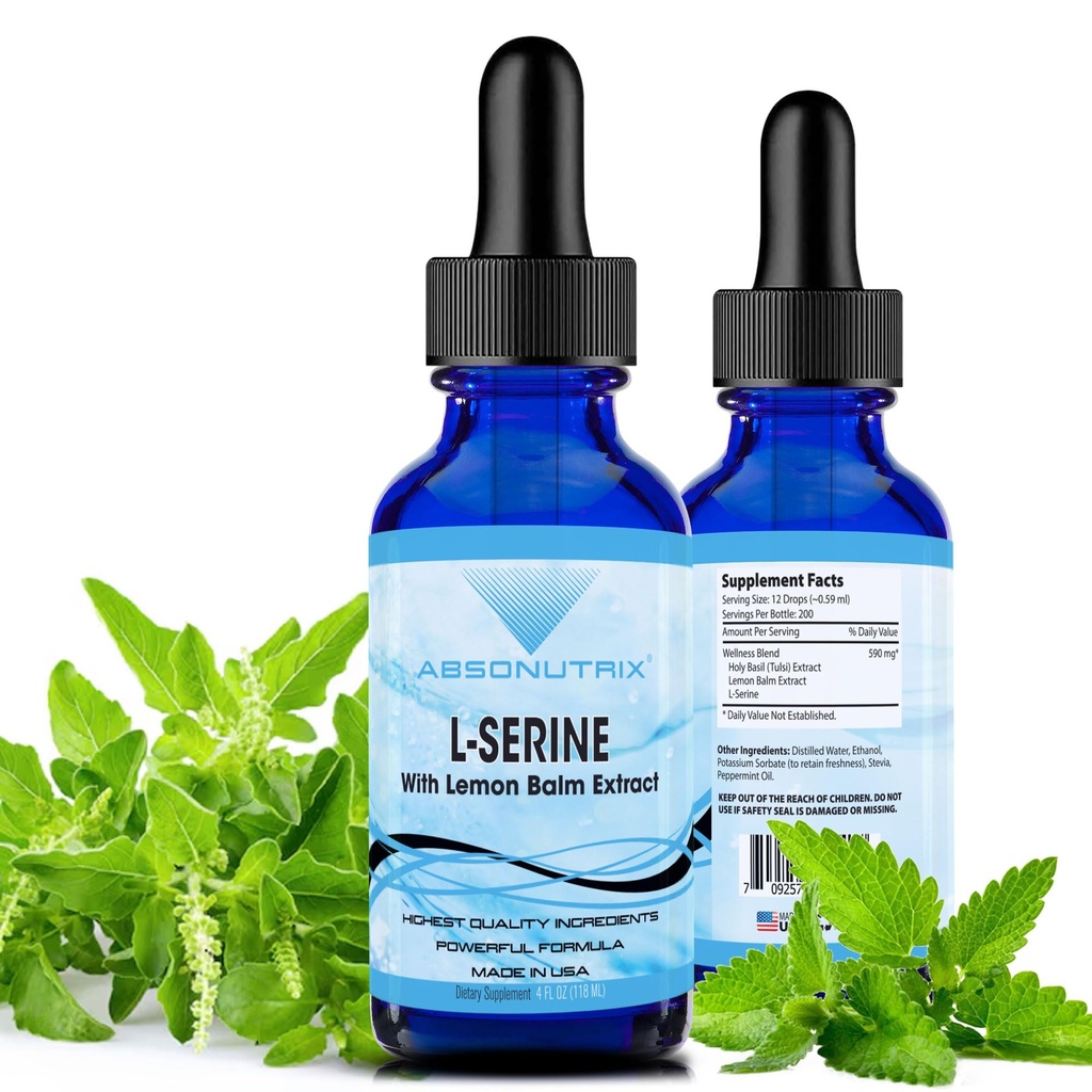 Absonutrix L-Serine Complex 500 mg - 4 Oz Liquid Grande Bottiglia - 200 Serve per Bottiglia Made in USA Tutto Naturale
