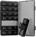 Wöchentliche Pille Organizer 7 Tage 3 Mal, Tragbare Pille Organizer, BPA Kostenlose Pille Fall, Reisen Tägliche Pille Box Reminder, Medikamente Organizer für Vitamine, Ergänzungen (Black1)