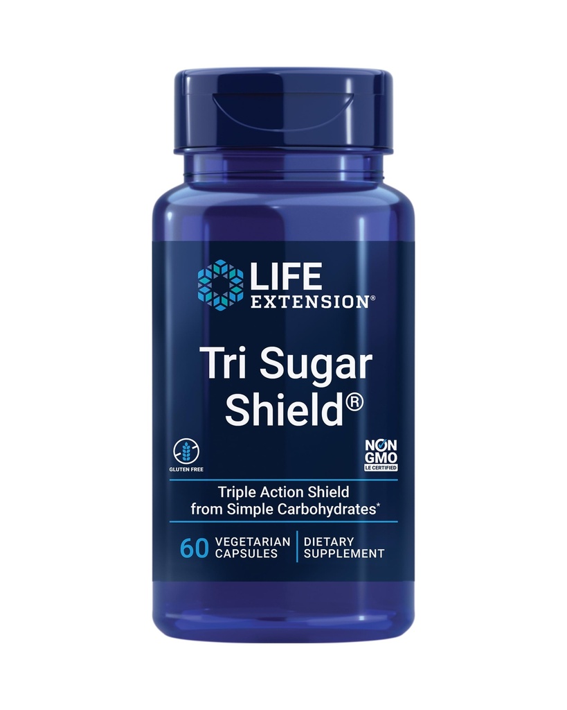 Estensione della vita Tri Sugar Shield®, Bran Sorghum, Gelso bianco, Polifenolo di mele di phloridzin, Tre estratti botanici Promuovere Metabolismo di glucosio sano, Senza glutine, Non OGM, Vegetariano, 60 capsule