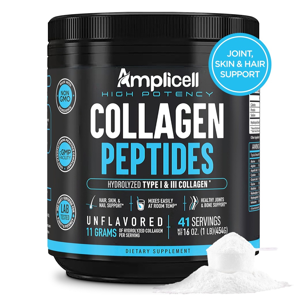 Multi Collagen Peptides Powder – Hydrolysed Protein Supplement mit Typ 1 & 3 – Gras Fed, Unflavored, Keto & Paleo Friendly – Haar, Haut, Nägel, Gelenke für Frauen & Männer – 41 Servietten
