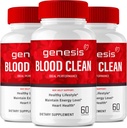 Genesis Blood Clean Capsules - Supplément de formule avancé pour la force maximale - Nettoyeur de vaisseaux sanguins naturels, GenesisBlood Clean Pills, GenesisBloodClean Pastillas Reviews (3 Pack)
