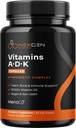 Supplément de vitamine ADK haute absorption - Vitamine Végétale D3 K2 MK7 & A pour la régulation du calcium Plus Thyroïde de coeur ossé et soutien immunitaire - Vitamine ADK avec 5000IU D3 Non OGM et sans gluten (1 mois)