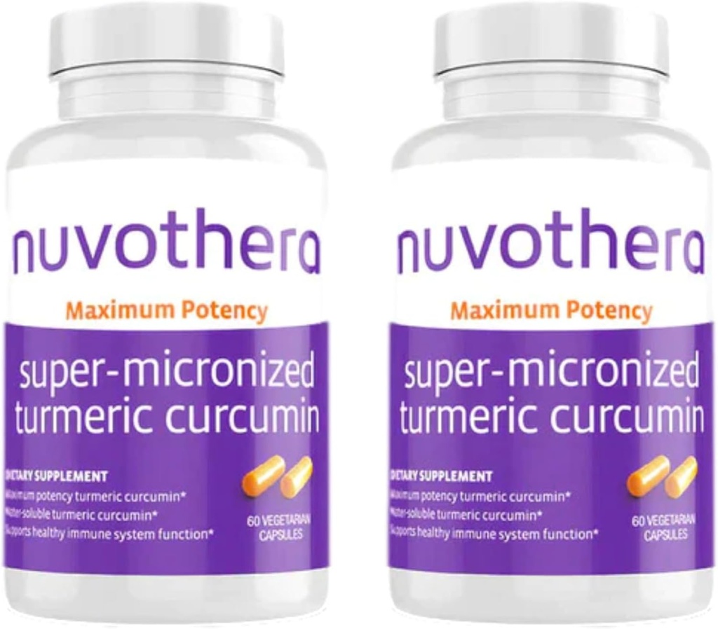 Nuvothera Super-Micronized Curcumin Capsule 2-Month Alimentazione Rapida Assorbimento, Radice Intero, Non OGM, Pelle, Gut Salute & Antiossidanti(120 capsule)